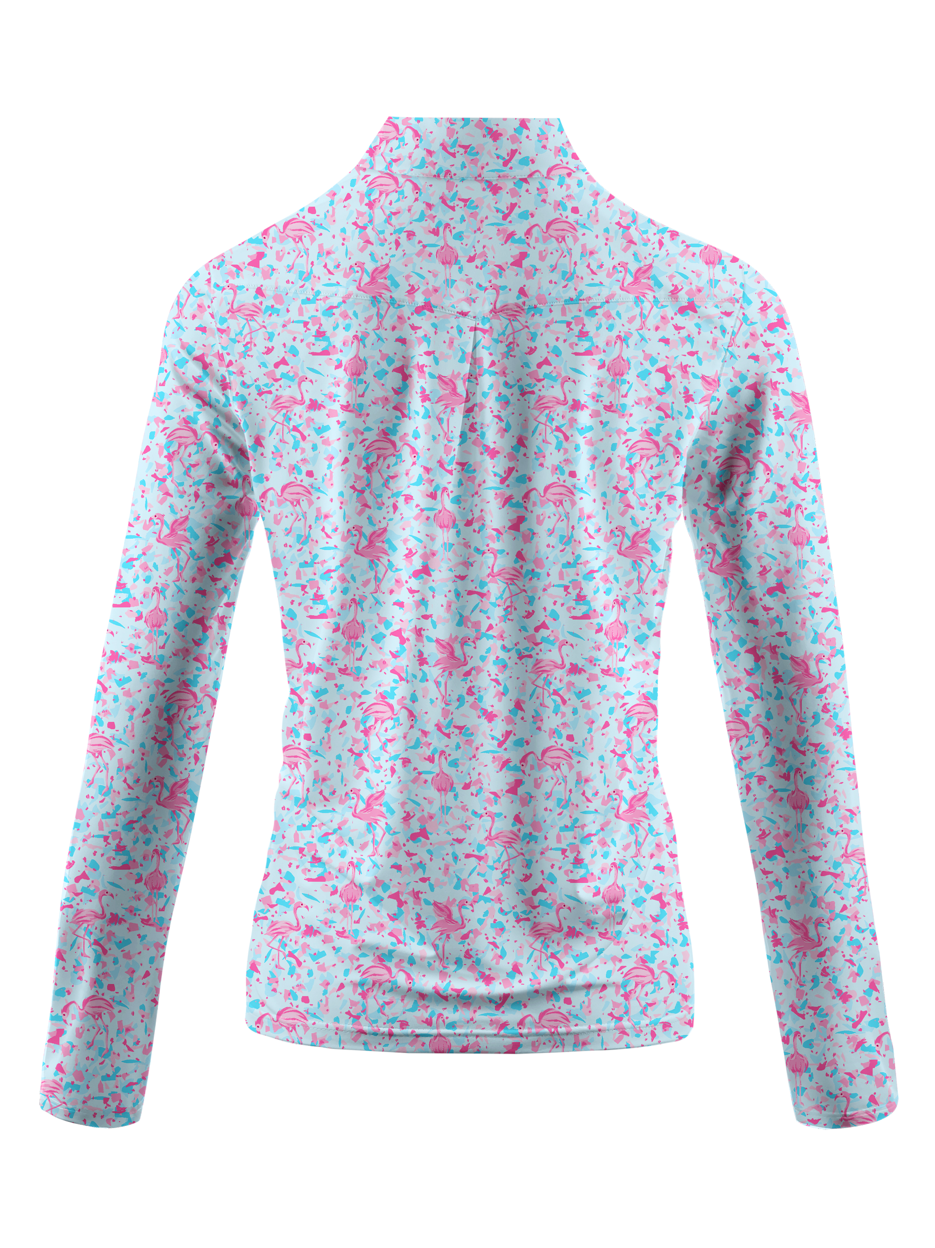 Cherryswing Women's Pink Flamingo Fantasy Long Sleeve Polo Shirt