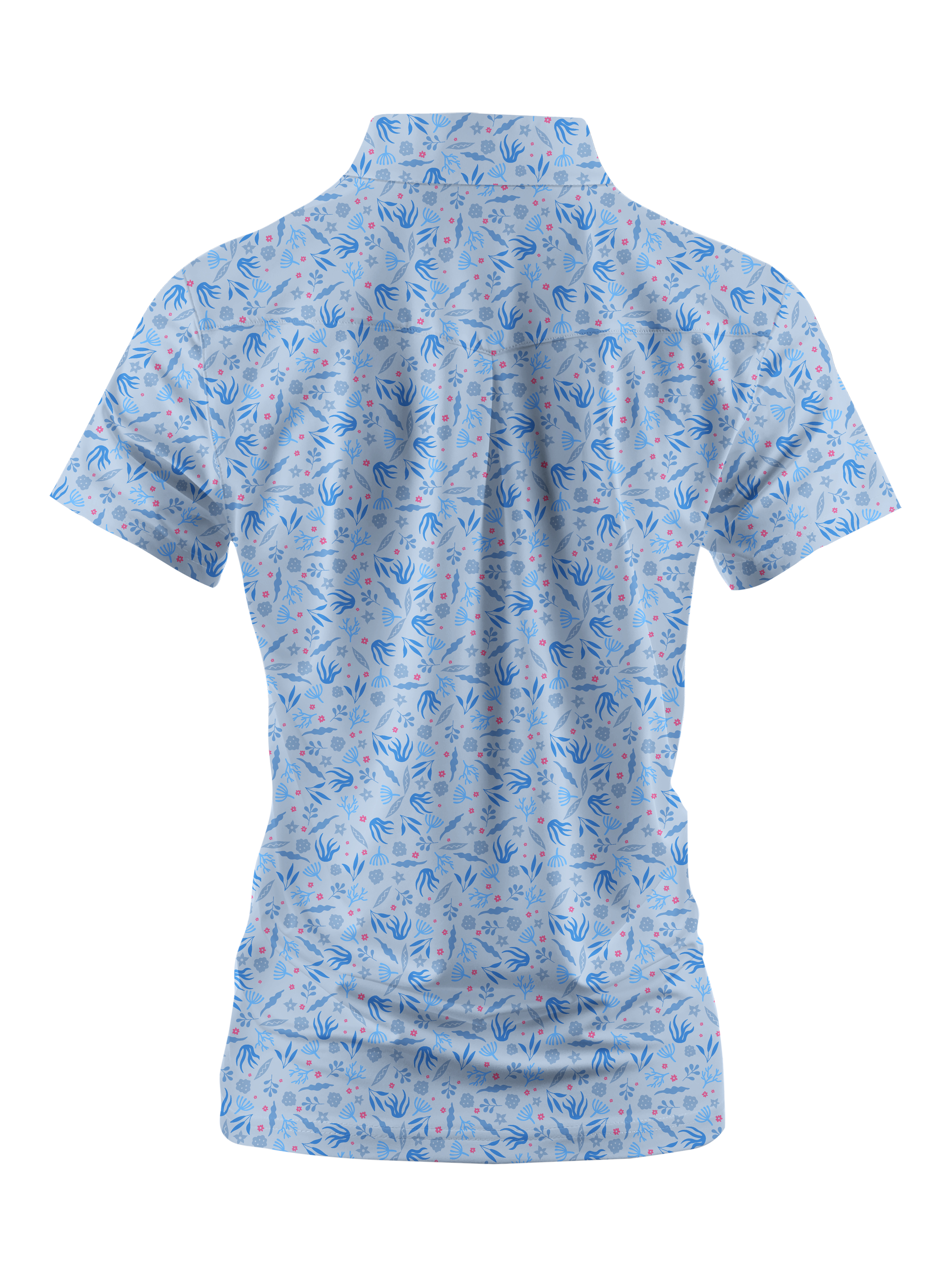 Cherryswing Women's  Sky Blue Floral Golf Sleeve Polo Shirt