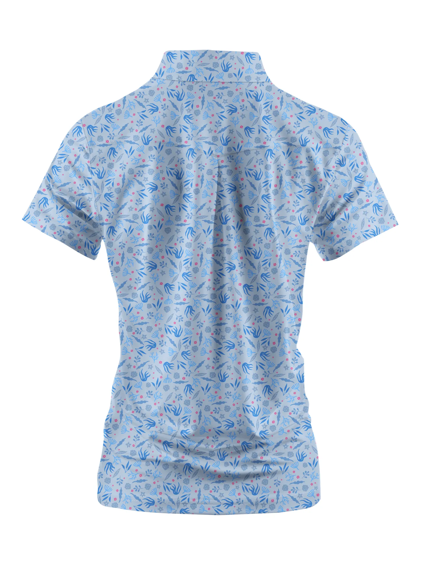 Cherryswing Women's  Sky Blue Floral Golf Sleeve Polo Shirt