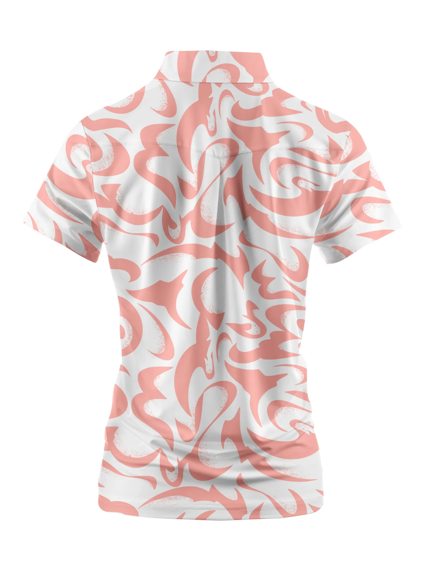 Cherryswing Women's  Coral Bloom Abstract Golf Short Sleeve Polo Shirt