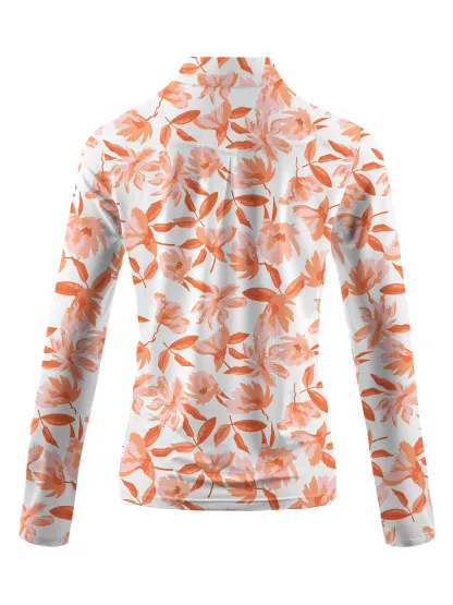 Cherryswing Women's Autumn Blossom Long Sleeve Polo Shirt