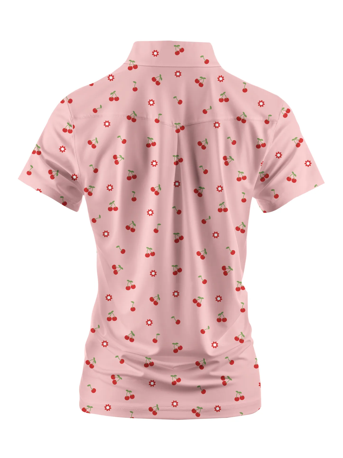 Cherryswing Women's Teal Leaf Motif Short Sleeve Golf Polo Shirt