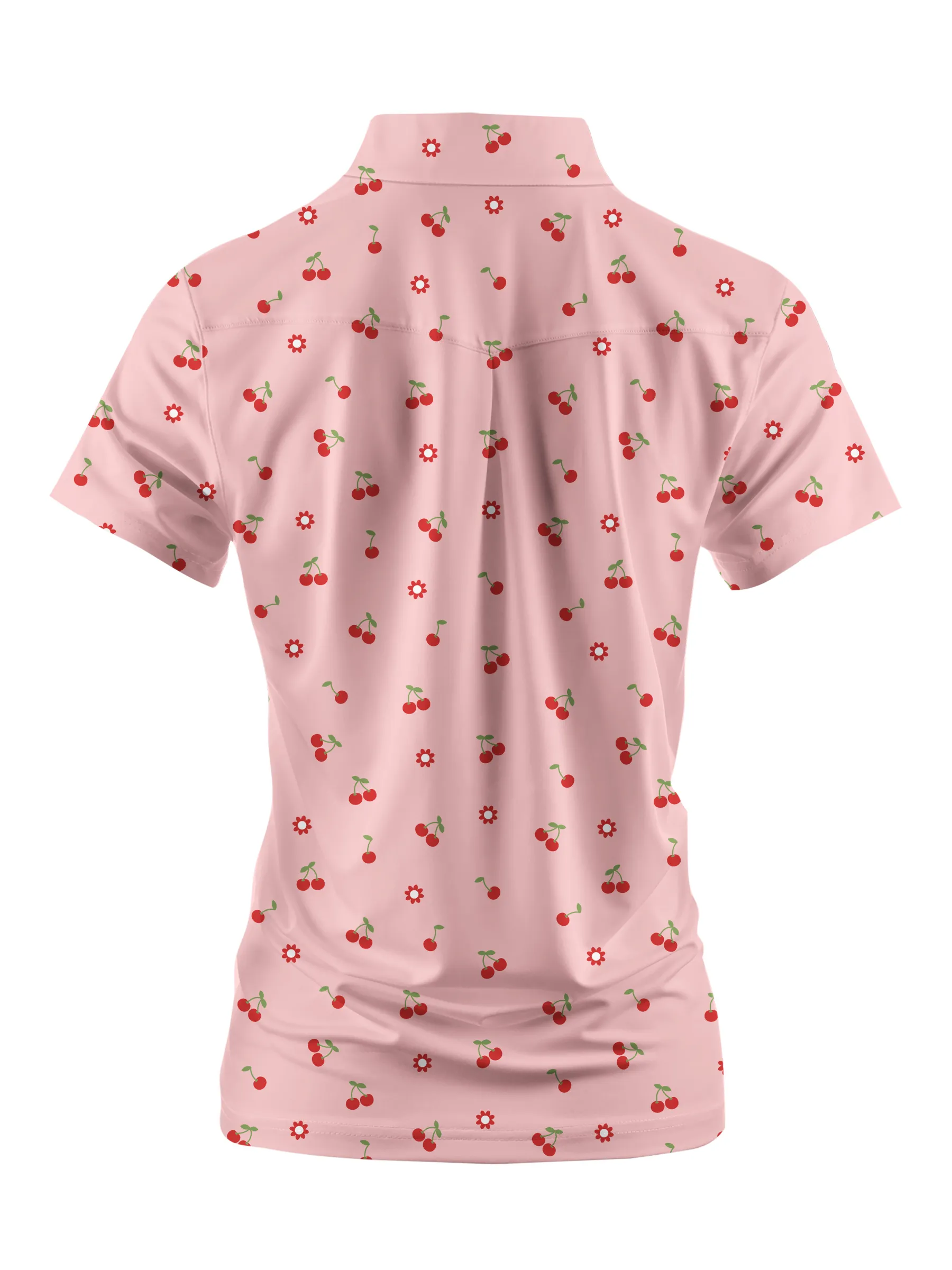 Cherryswing Women's Teal Leaf Motif Short Sleeve Golf Polo Shirt