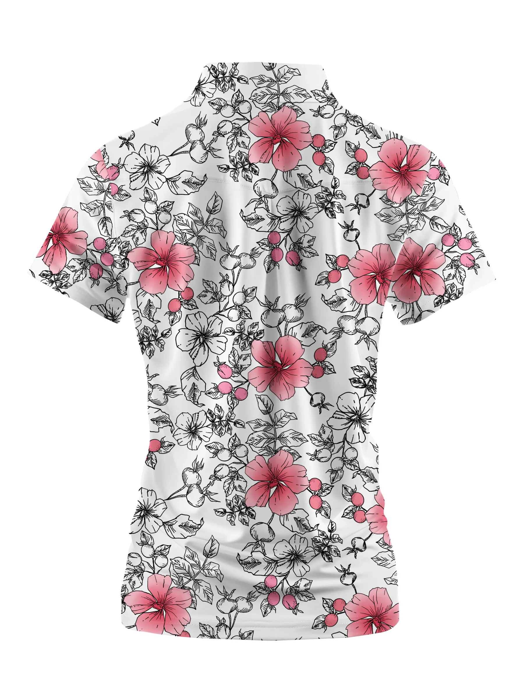 Cherryswing Women's Gradient Color Flowers Short Sleeve Golf Polo Shirt