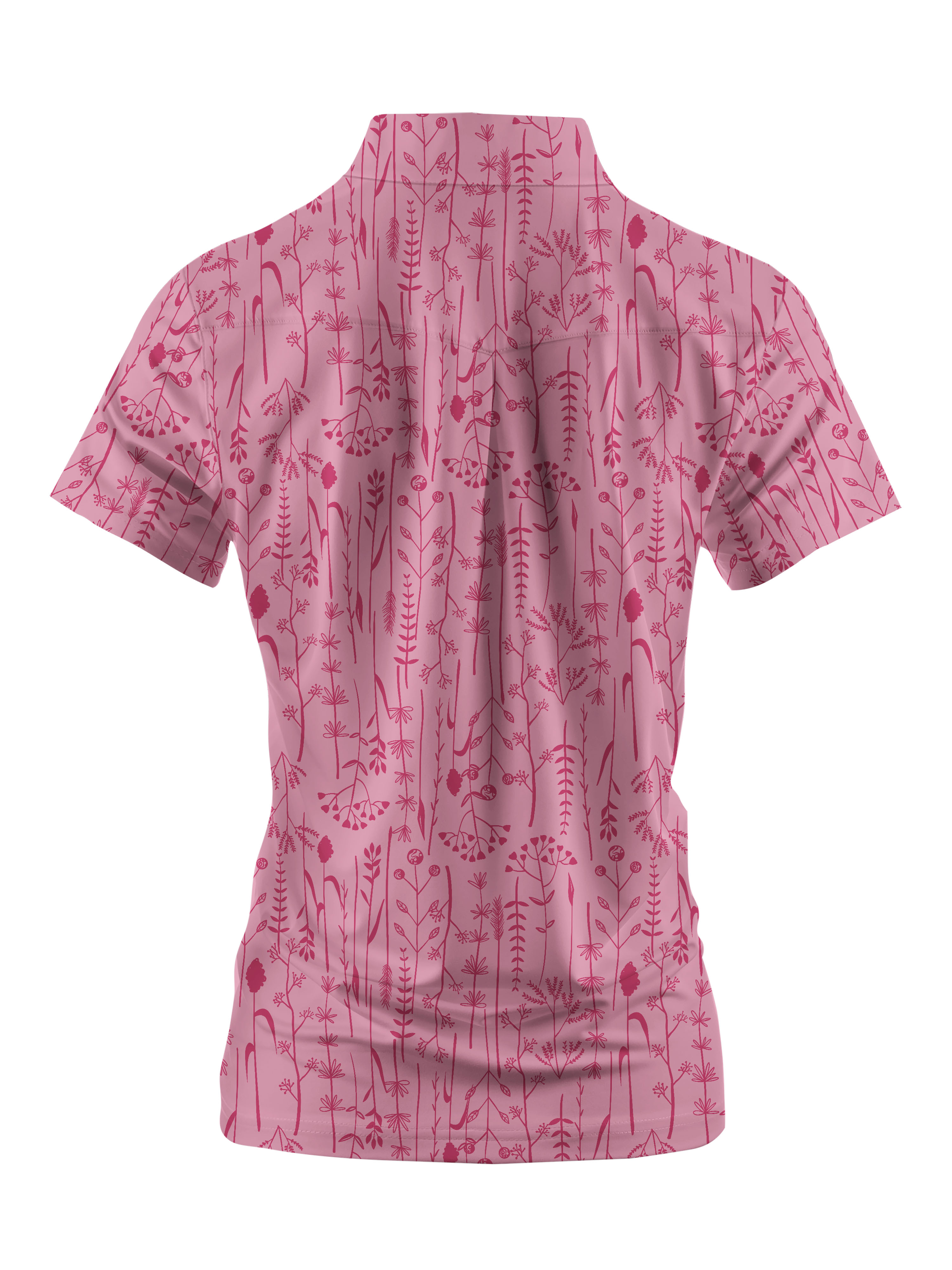 Cherryswing Women's Pink Fern Frolic Short Sleeve Golf Polo Shirt