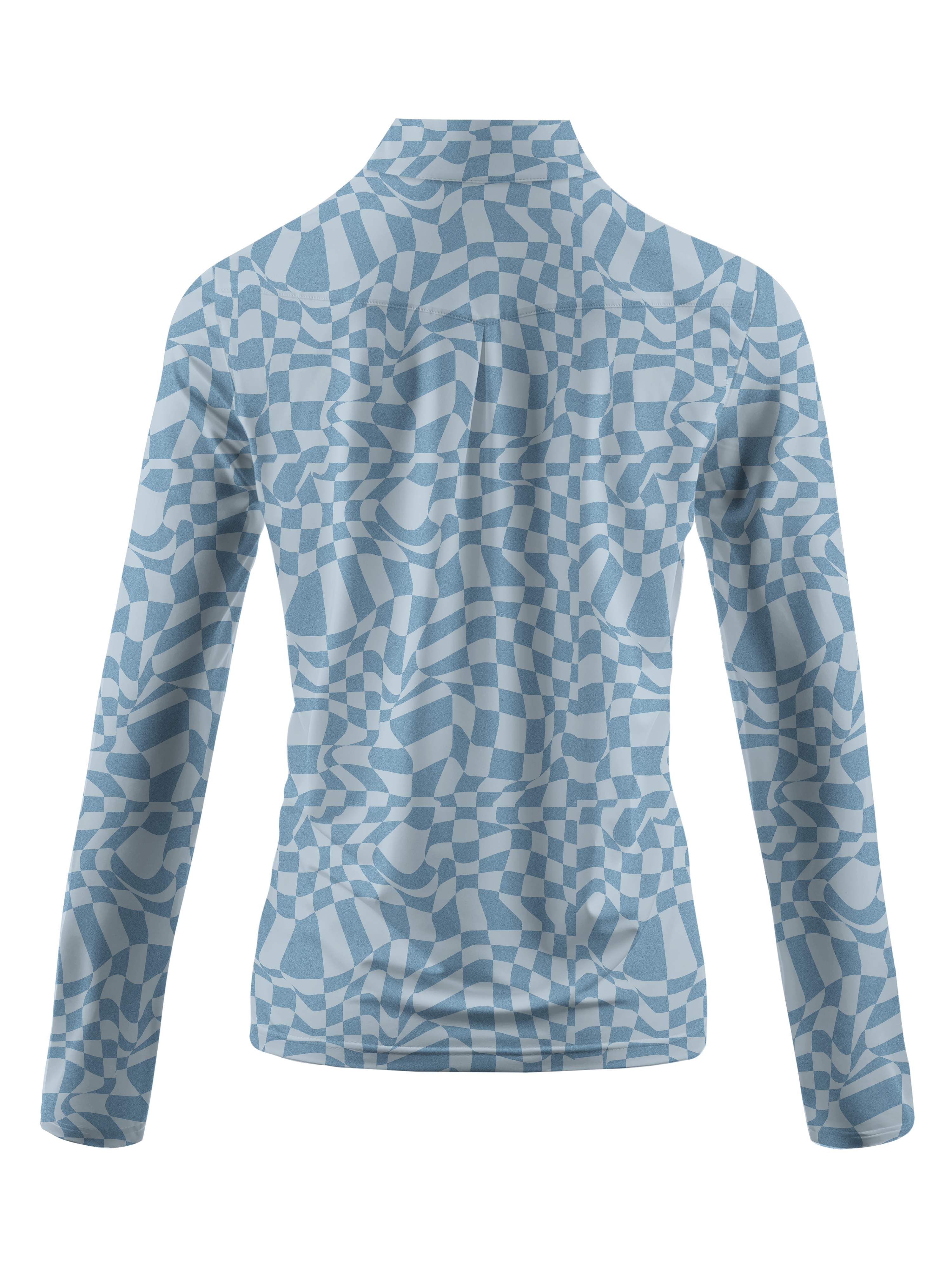 Cherryswing Women's Distorted Plaid Long Sleeve Golf Polo Shirt