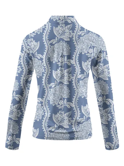 Cherryswing Women's Floral Long Sleeve Golf Polo Shirt