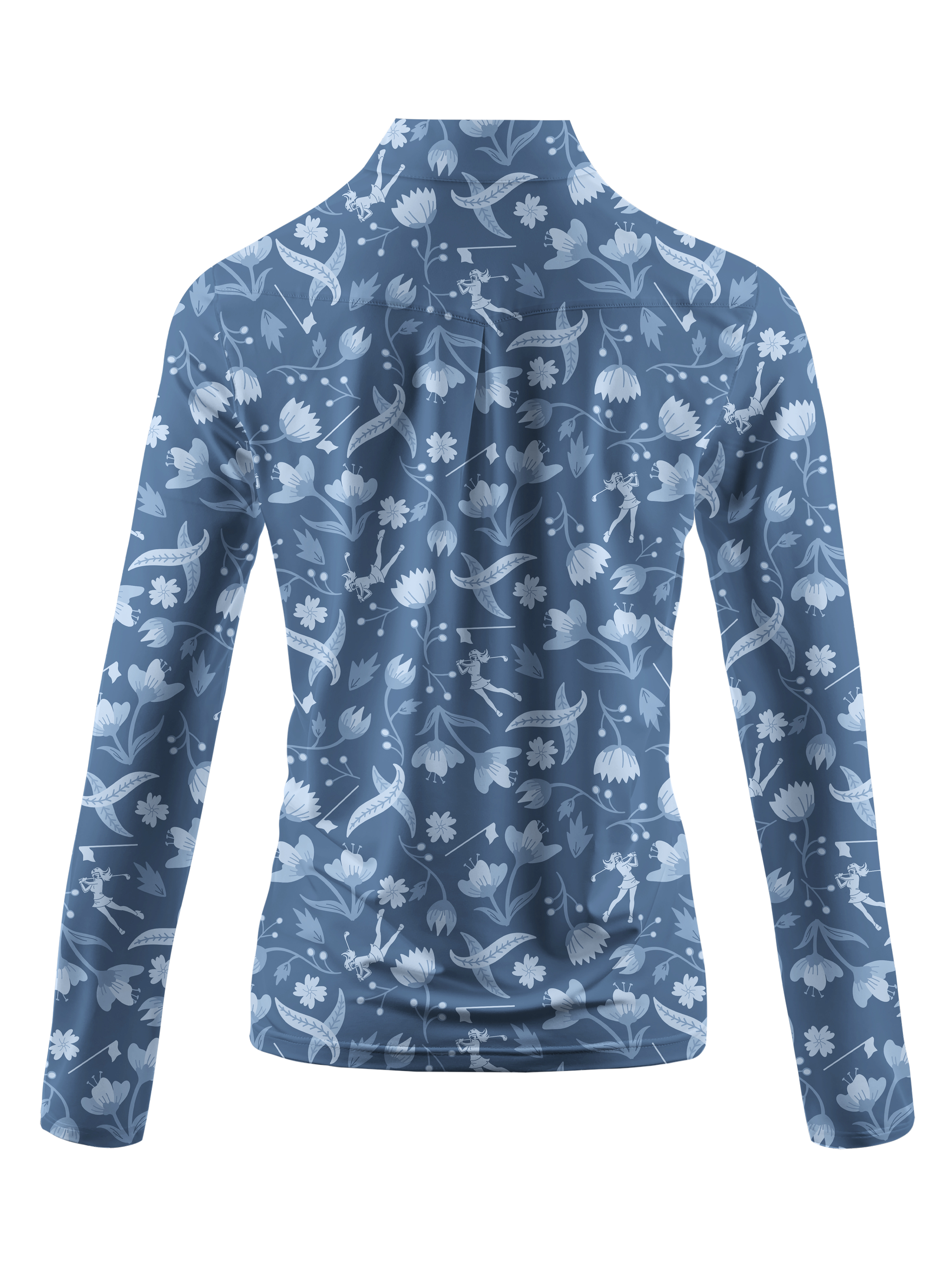 Cherryswing Women's Floral and Bird Patterns Long Sleeve Golf Shirt