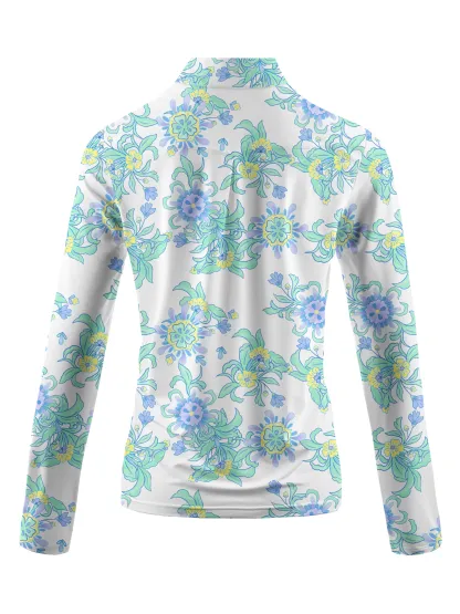 Cherryswing Women's Lively Floral Long Sleeve Golf Shirt
