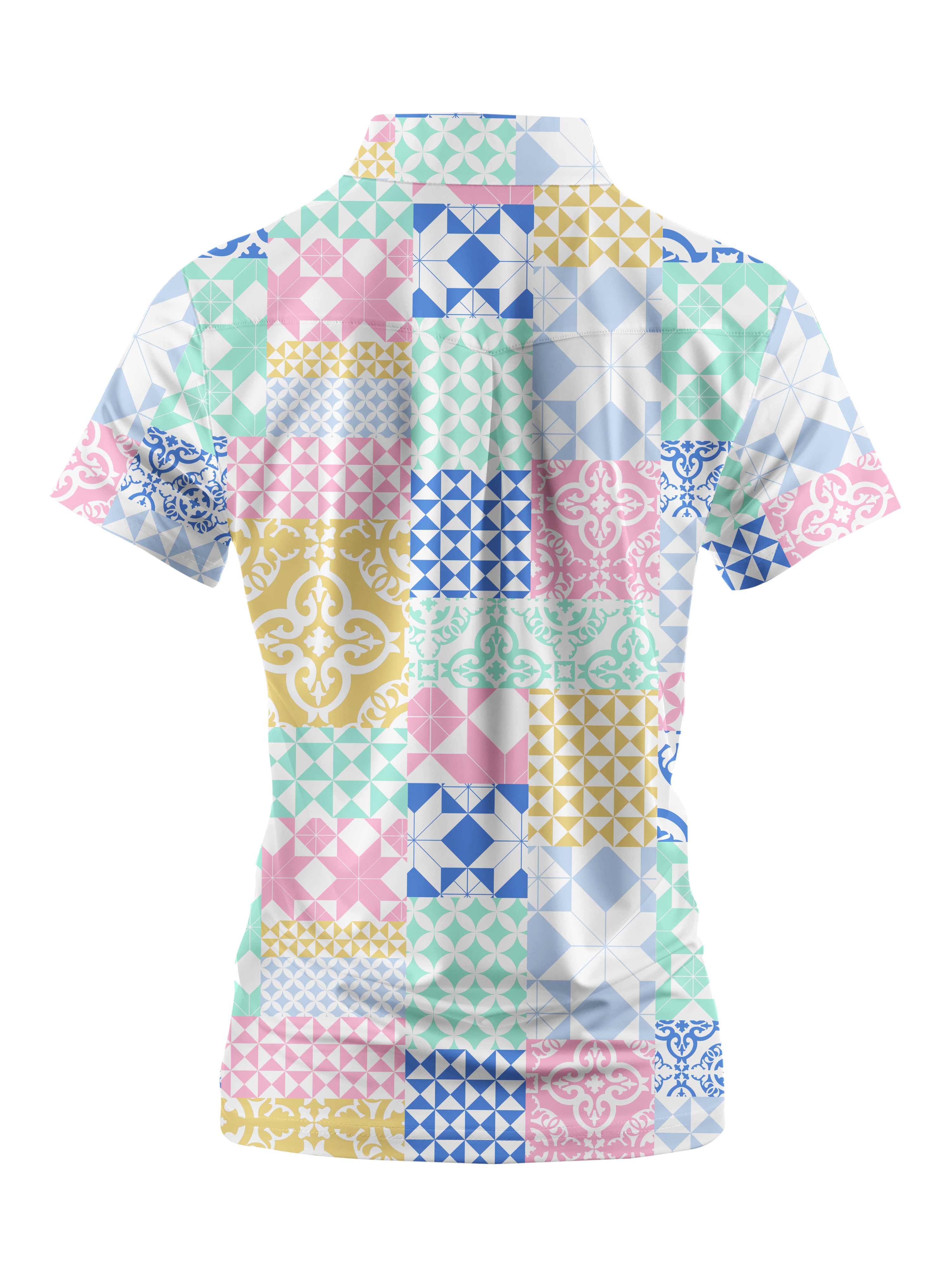 Cherryswing Women's Square and Diamond Patterns Short Sleeve Golf Shirt