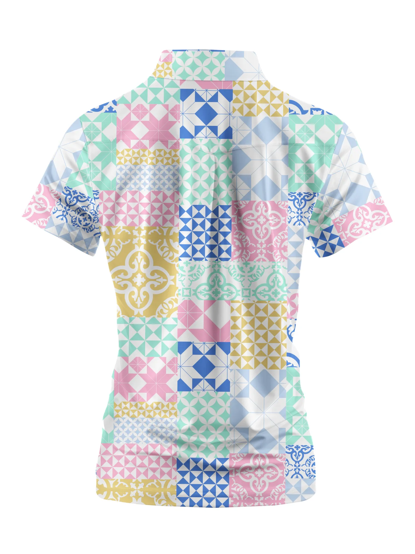 Cherryswing Women's Square and Diamond Patterns Short Sleeve Golf Shirt