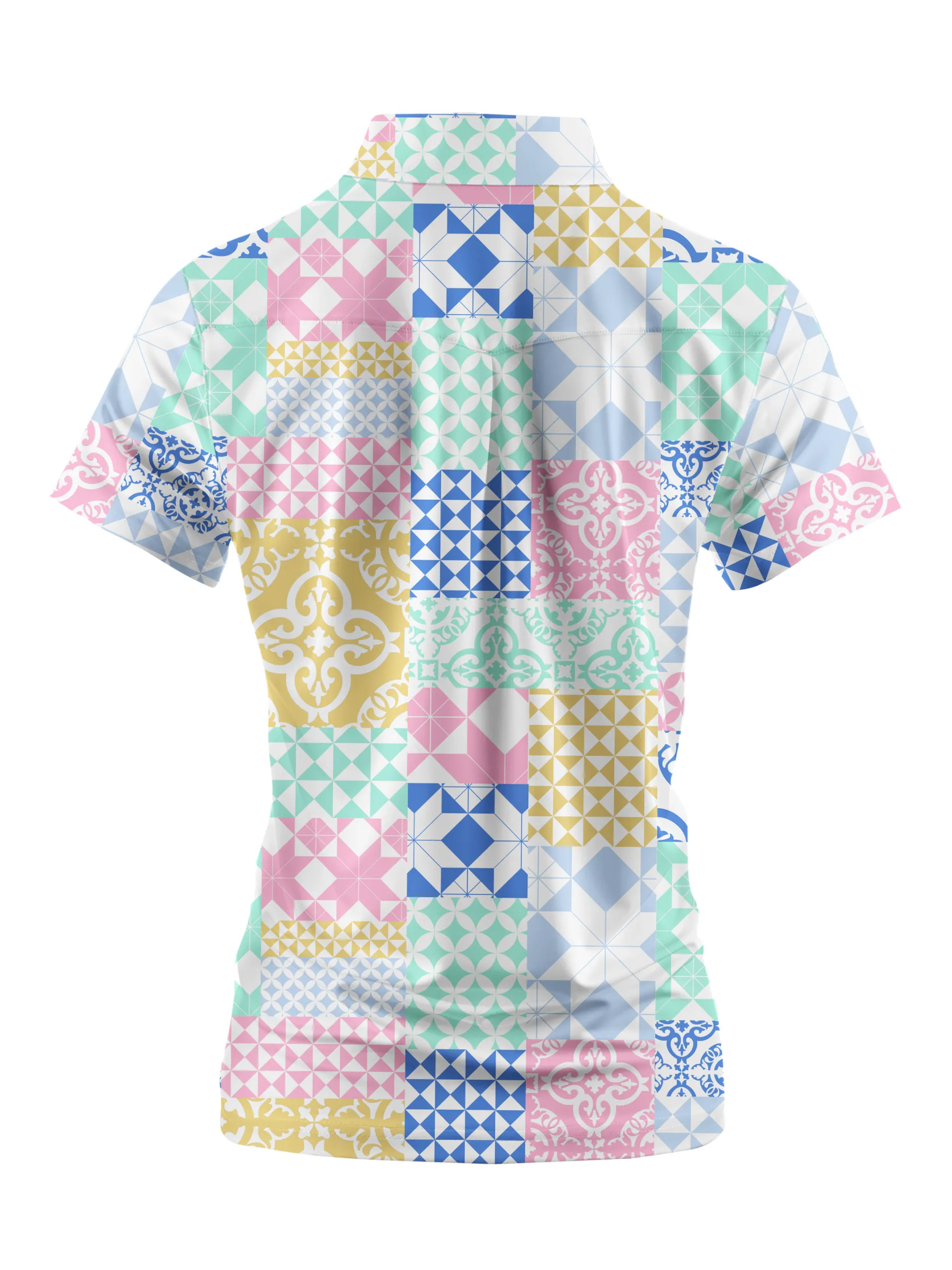 Cherryswing Women's Square and Diamond Patterns Short Sleeve Golf Shirt