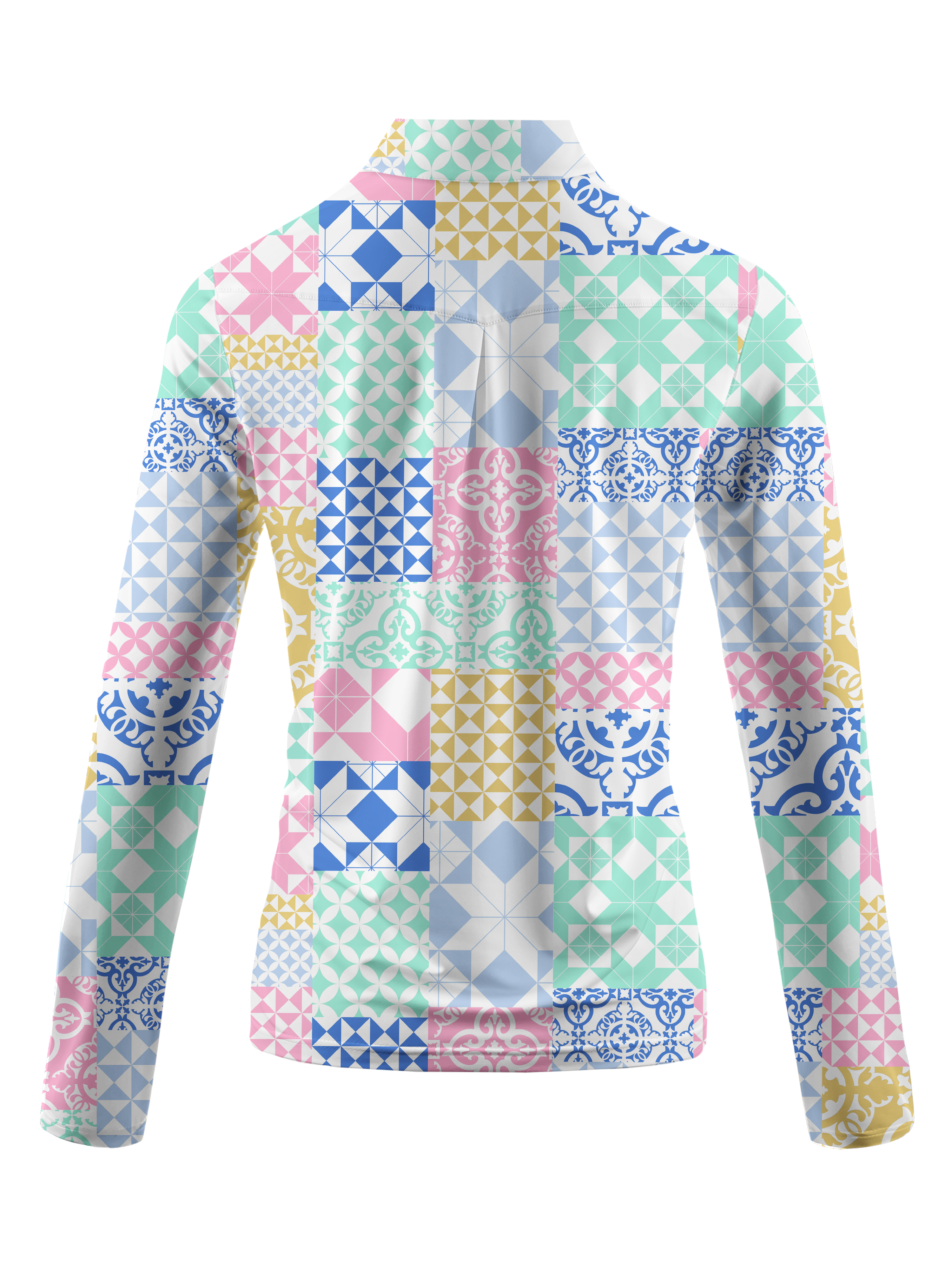 Cherryswing Women's Square and Diamond Long Sleeve Golf Shirt