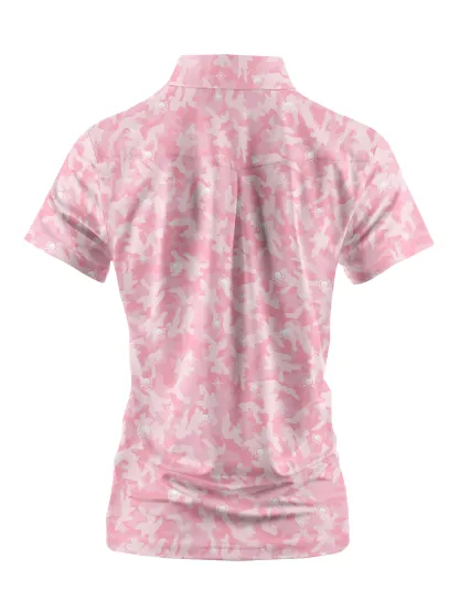 Cherryswing Women's Pink Camouflage Short Sleeve Golf Shirt