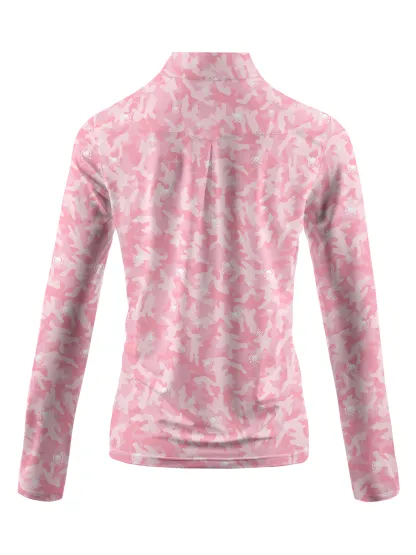 Cherryswing Women's Pink Camouflage Long Sleeve Golf Shirt
