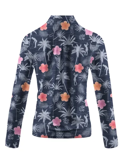 Cherryswing Women's Tropical Green Long Sleeve Golf Shirt