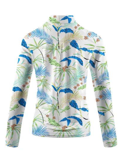 Cherryswing Women's Whimsy Palms Long Sleeve Golf Shirt