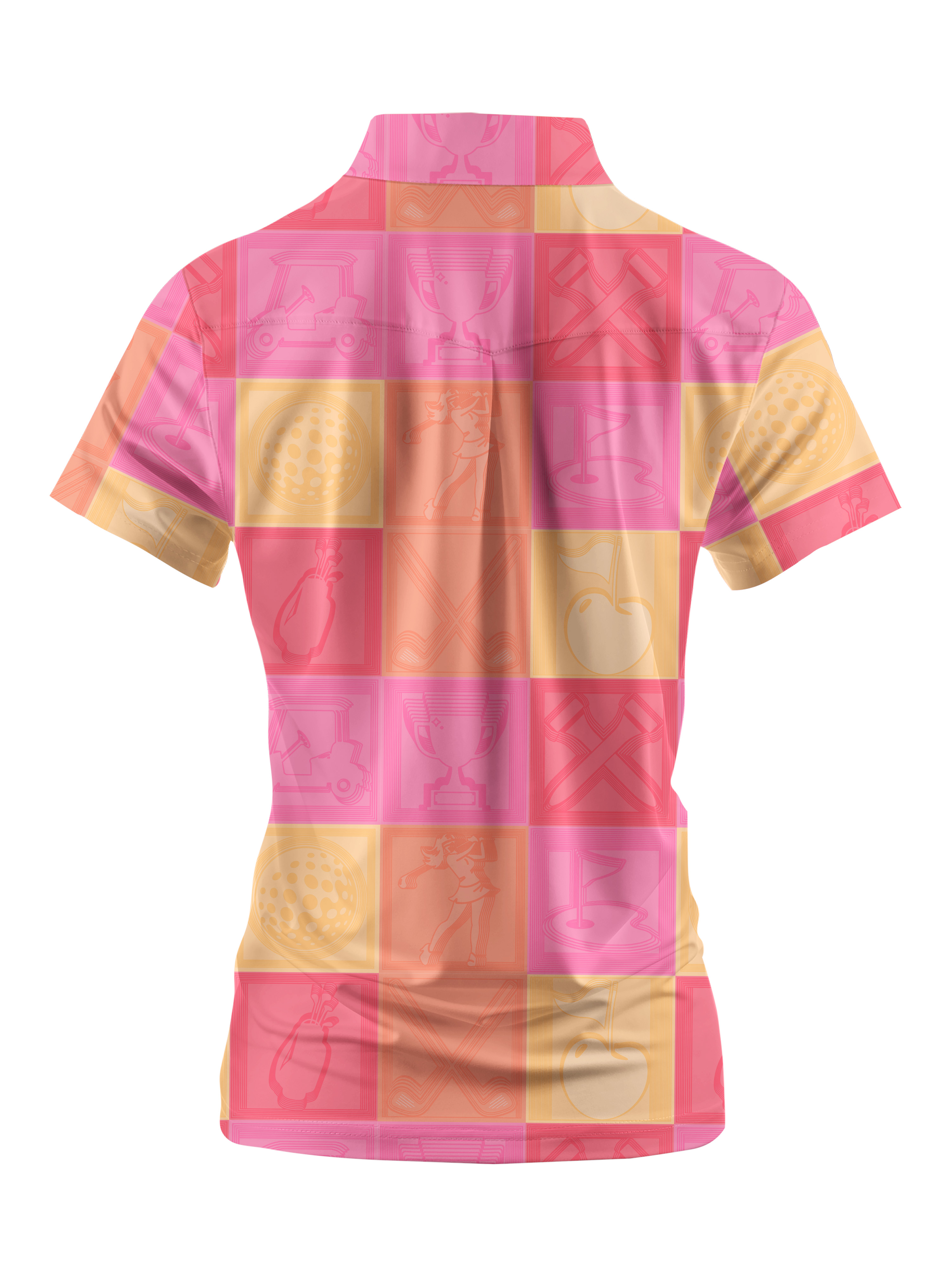 Cherryswing Women's Vibrant Checkered Pattern Short Sleeve Golf Shirt