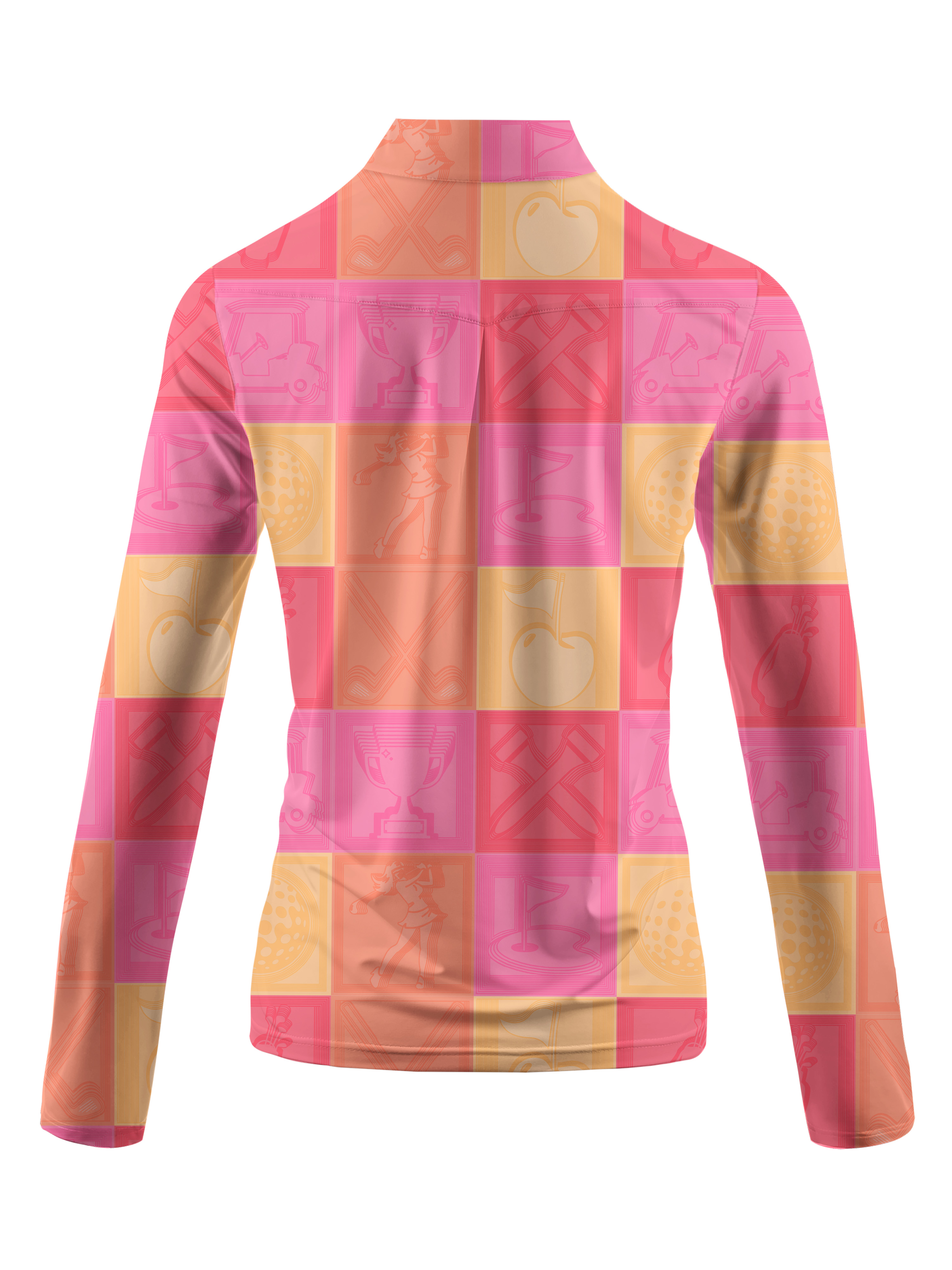 Cherryswing Women's Vibrant Checkered Pattern Long Sleeve Golf Shirt