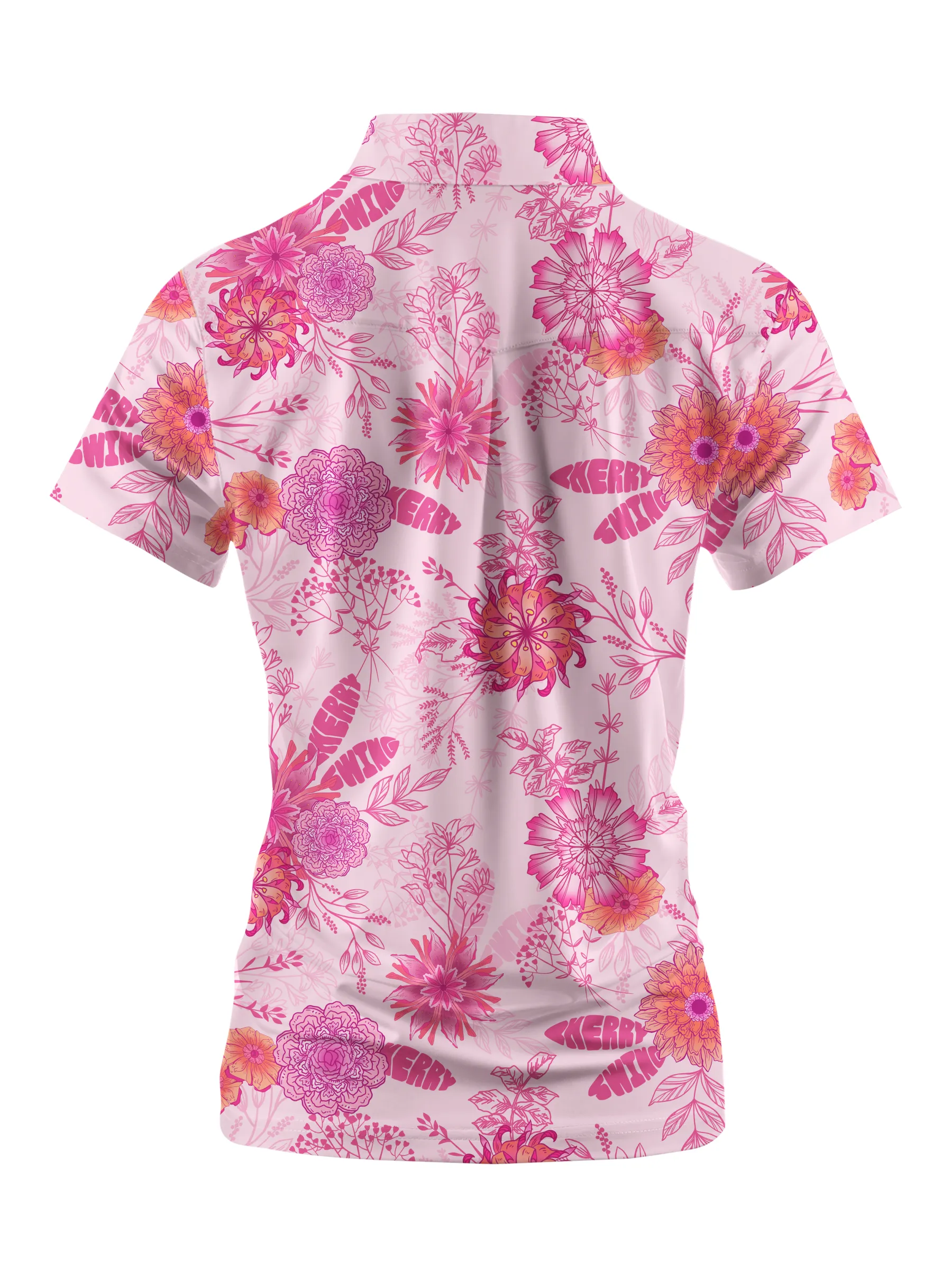 Cherryswing Women's Cherry Blossom Short Sleeve Golf Shirt