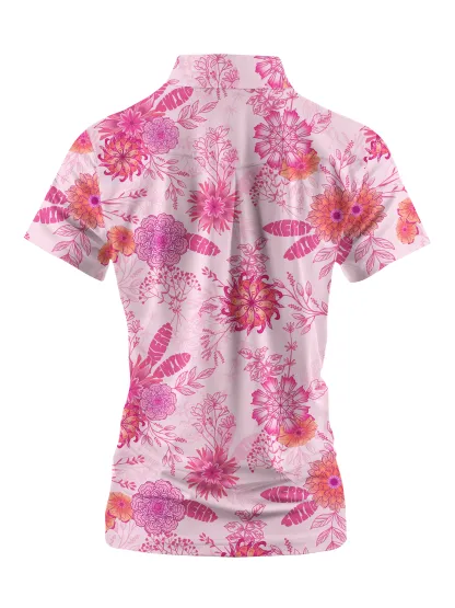 Cherryswing Women's Cherry Blossom Short Sleeve Golf Shirt