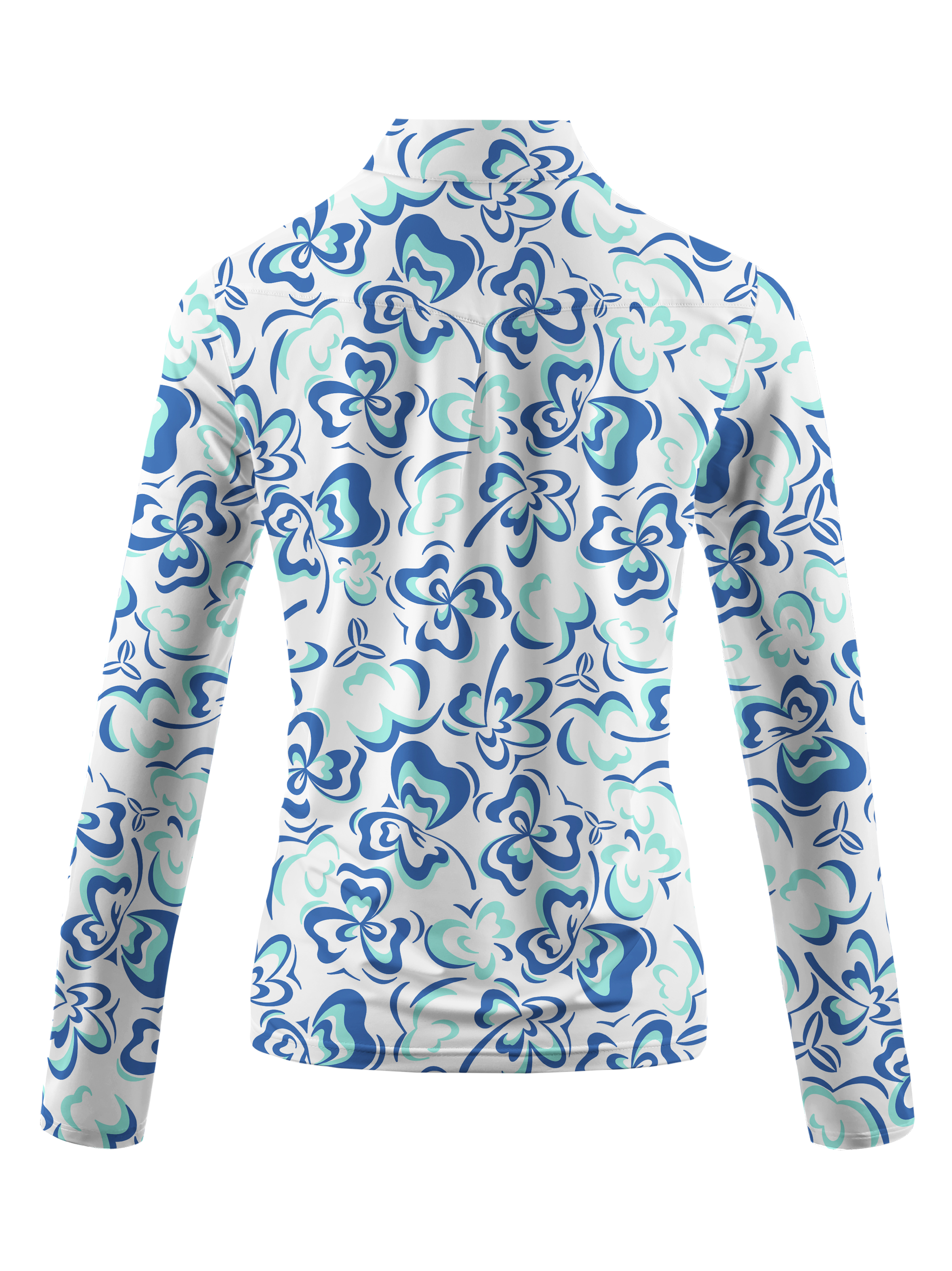 Cherryswing Women's Delicate Flower Pattern Long Sleeve Golf Shirt