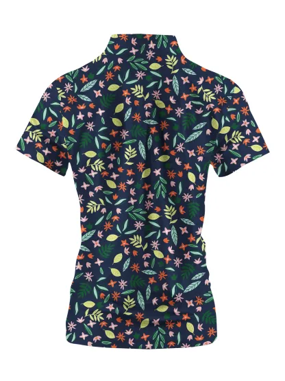 Cherryswing Women's Floral Print Short Sleeve Golf Shirt