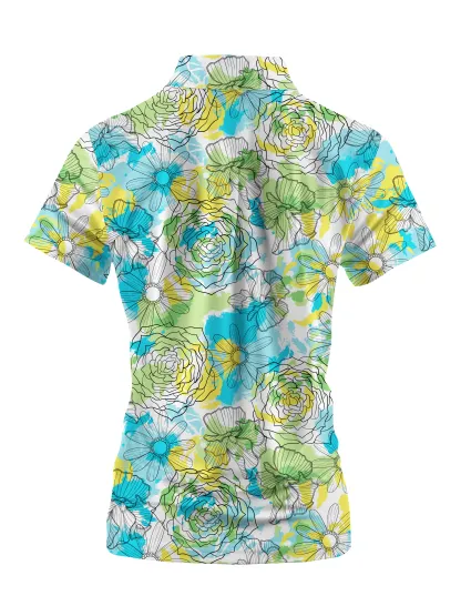 Cherryswing Women's Floral Pattern Short Sleeve Golf Shirt