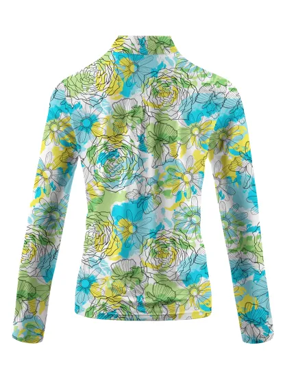 Cherryswing Women's Floral Pattern Long Sleeve Golf Shirt