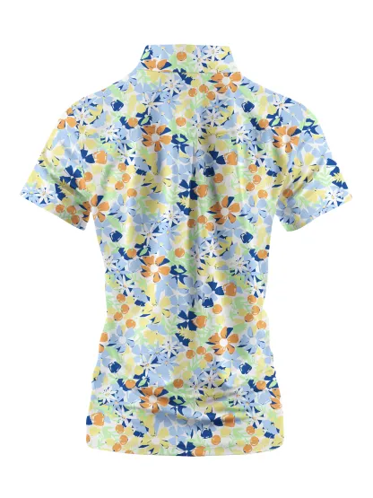 Cherryswing Women's Wildflowers Pattern Short Sleeve Golf Shirt