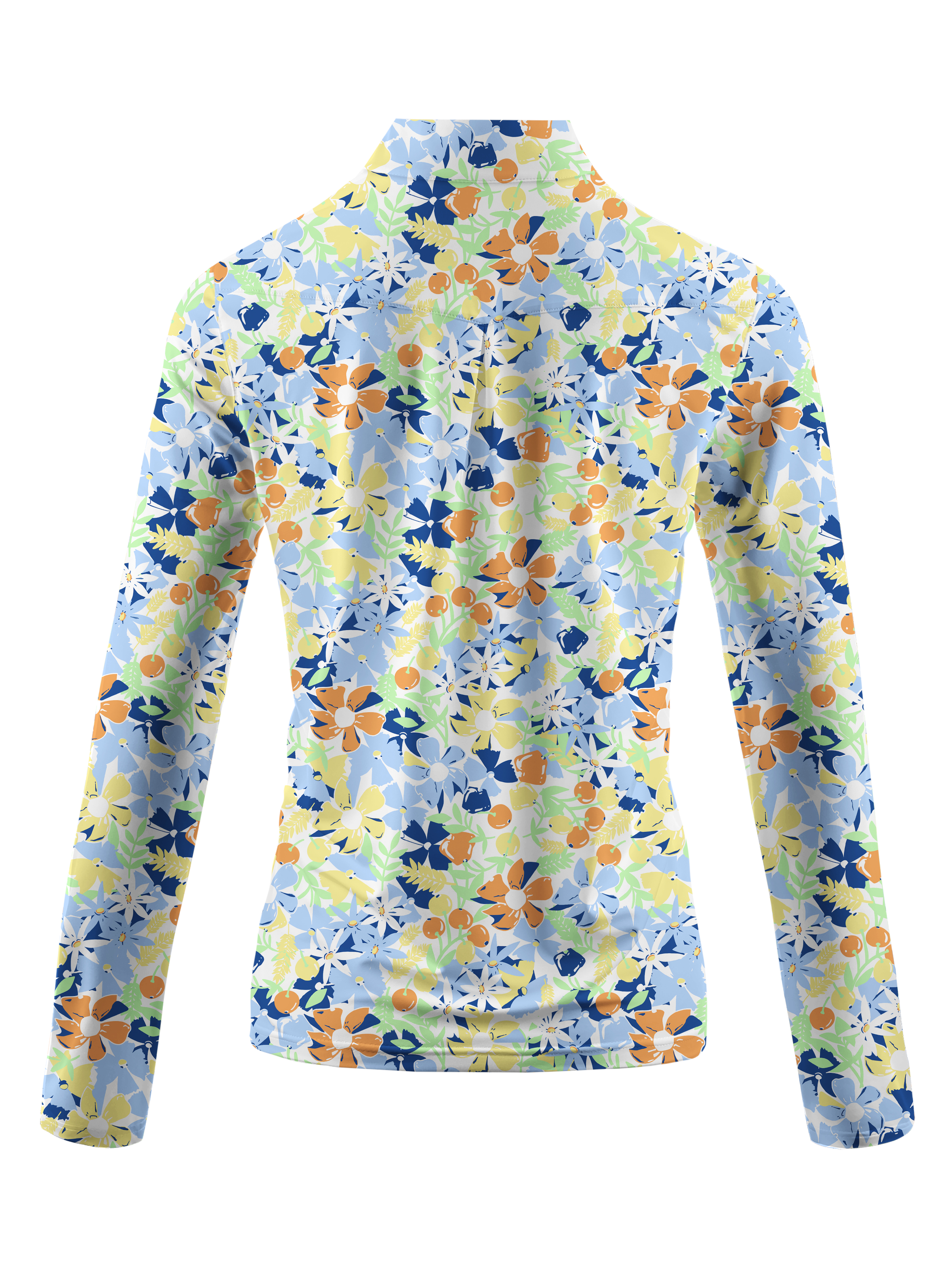 Cherryswing Women's Wildflowers Pattern Long Sleeve Golf Shirt
