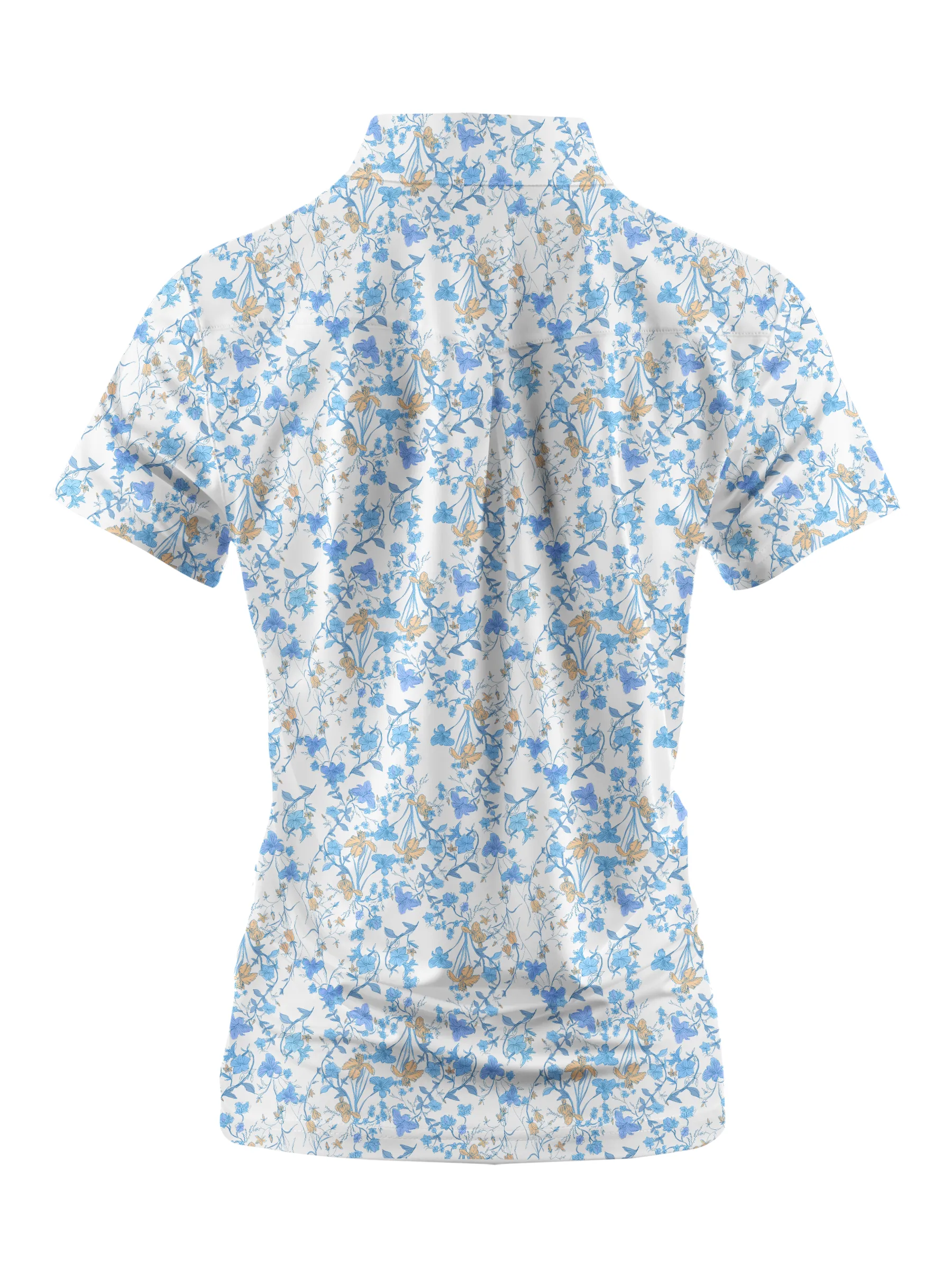 Cherryswing Women's Blue Floral Print Golf Polo