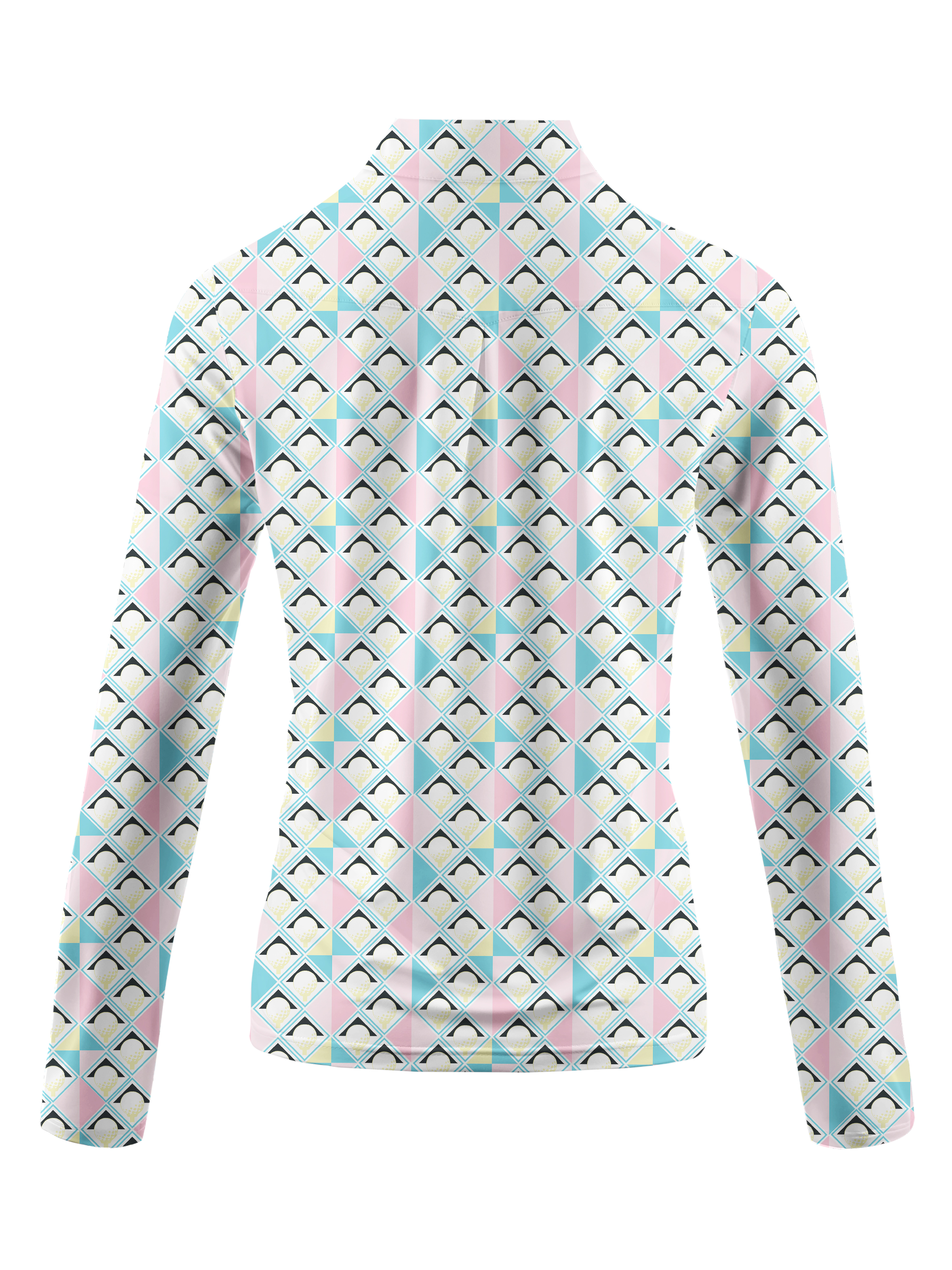Cherryswing Women's Pastel Colors Geometric Long Sleeve Golf Shirt
