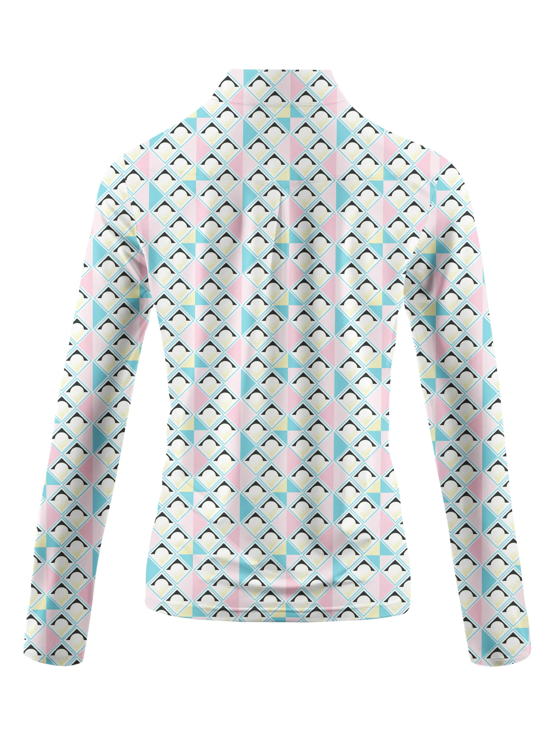 Cherryswing Women's Pastel Colors Geometric Long Sleeve Golf Shirt