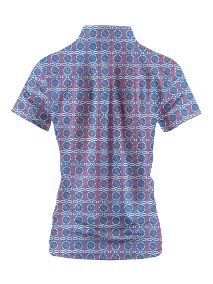 Cherryswing Women's Circular Motifs Short Sleeve Golf Shirt