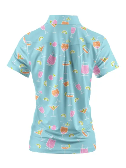 Cherryswing Women's Refreshing Cocktails Short Sleeve Golf Shirt