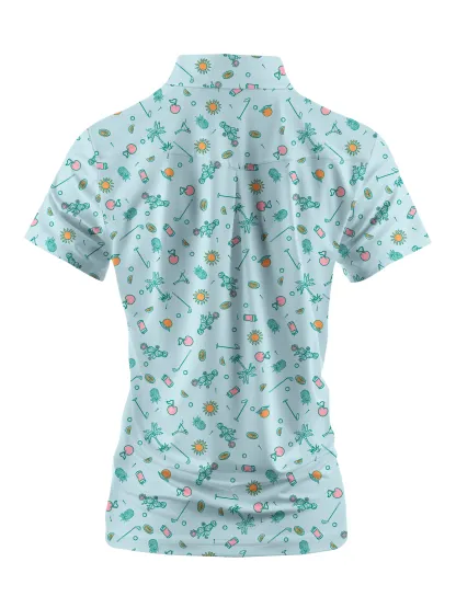 Cherryswing Women's Tropical Vacation Short Sleeve Golf Shirt