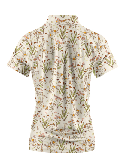 Cherryswing Women's Fantasy Flowers Short Sleeve Golf Shirt