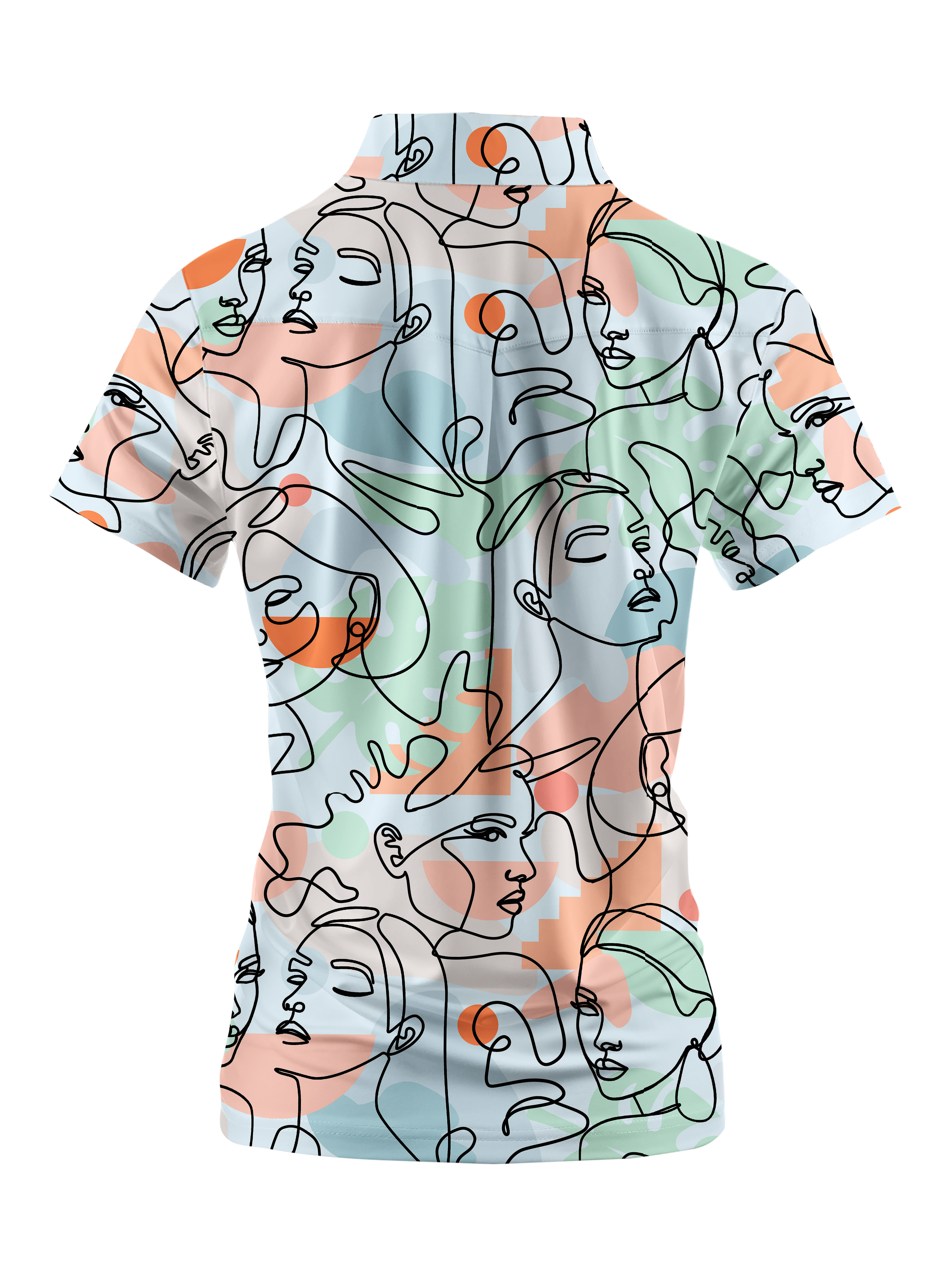 Cherryswing Women's Artistic Faces Short Sleeve Golf Shirt
