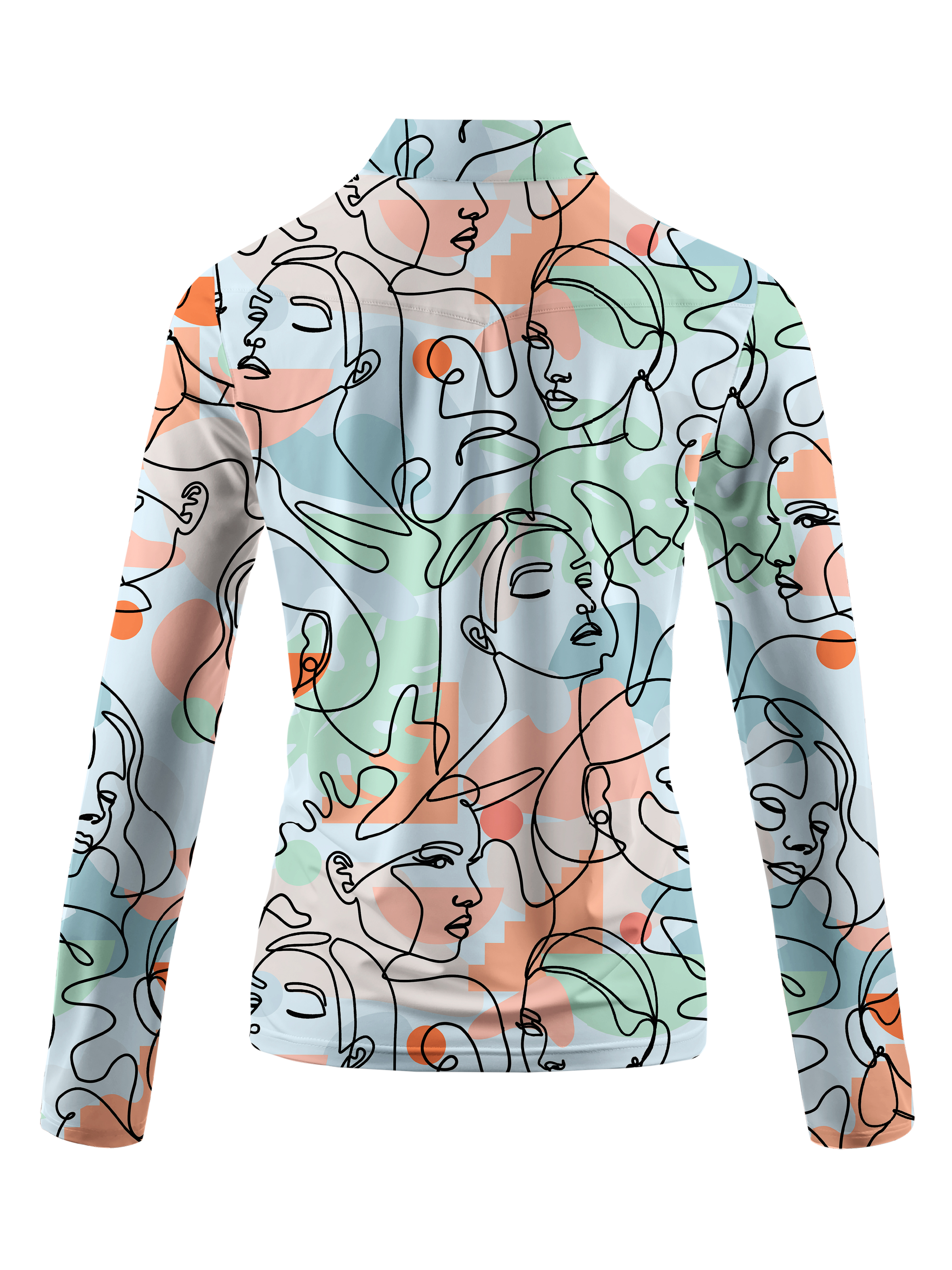 Cherryswing Women's Artistic Faces Long Sleeve Golf Shirt