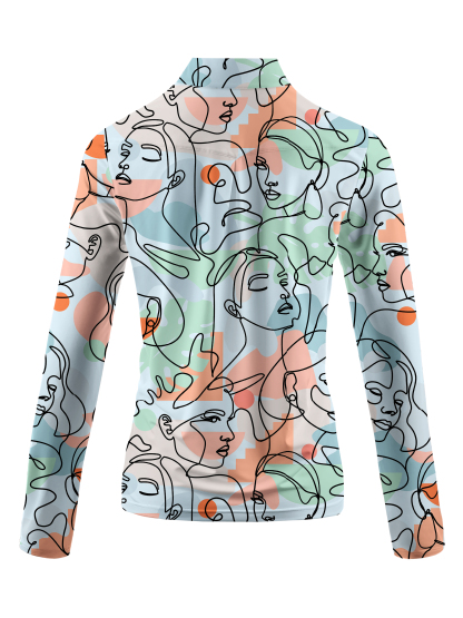 Cherryswing Women's Artistic Faces Long Sleeve Golf Shirt