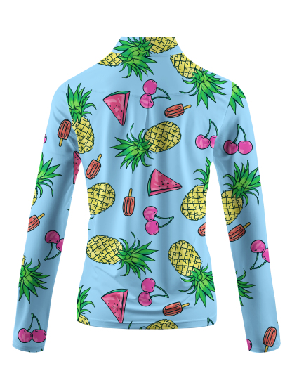 Cherryswing Women's Fruit Print Long Sleeve Golf Shirt