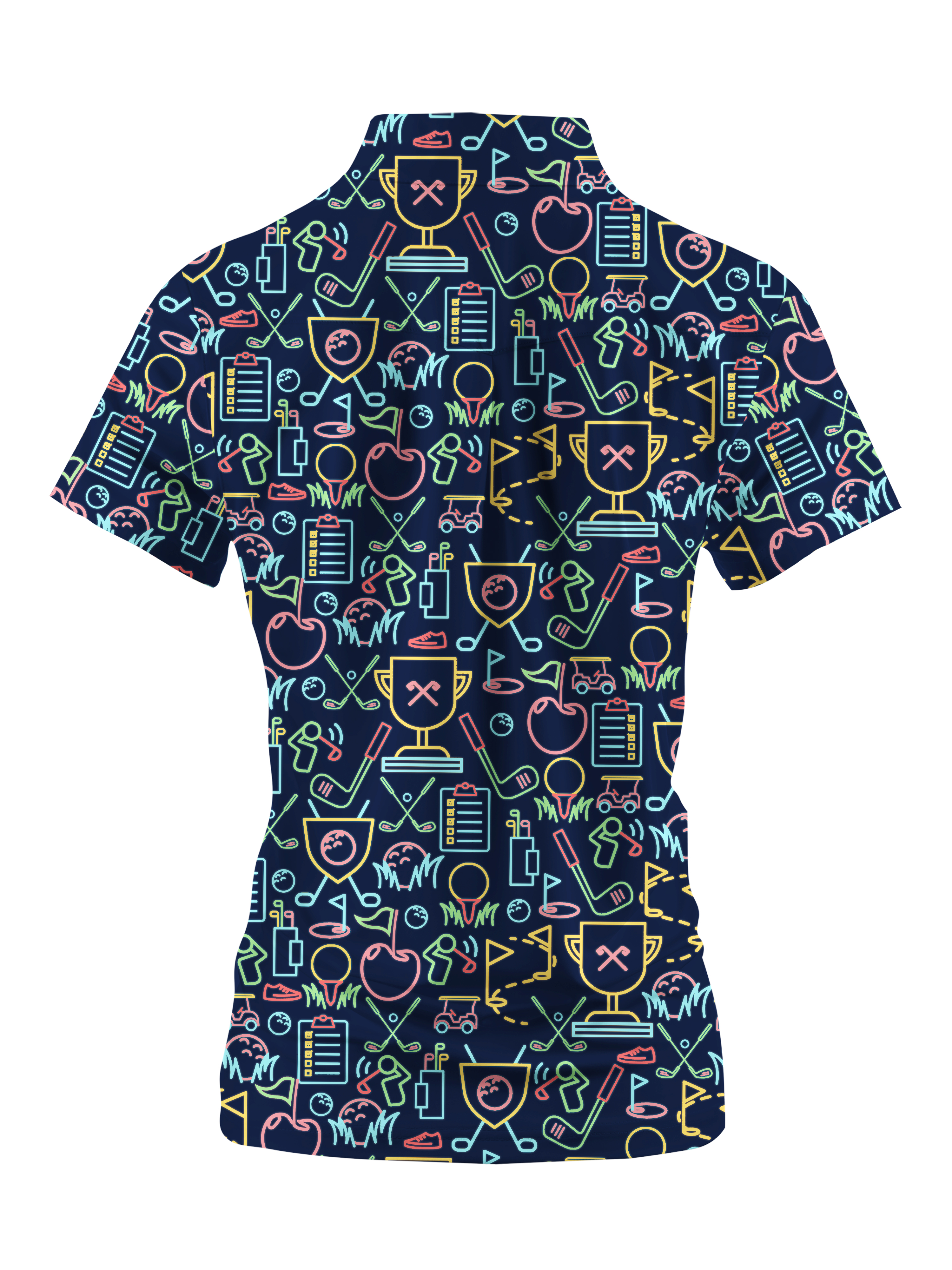 Cherryswing Women's Classic Golf Symbols Short Sleeve Golf Shirt