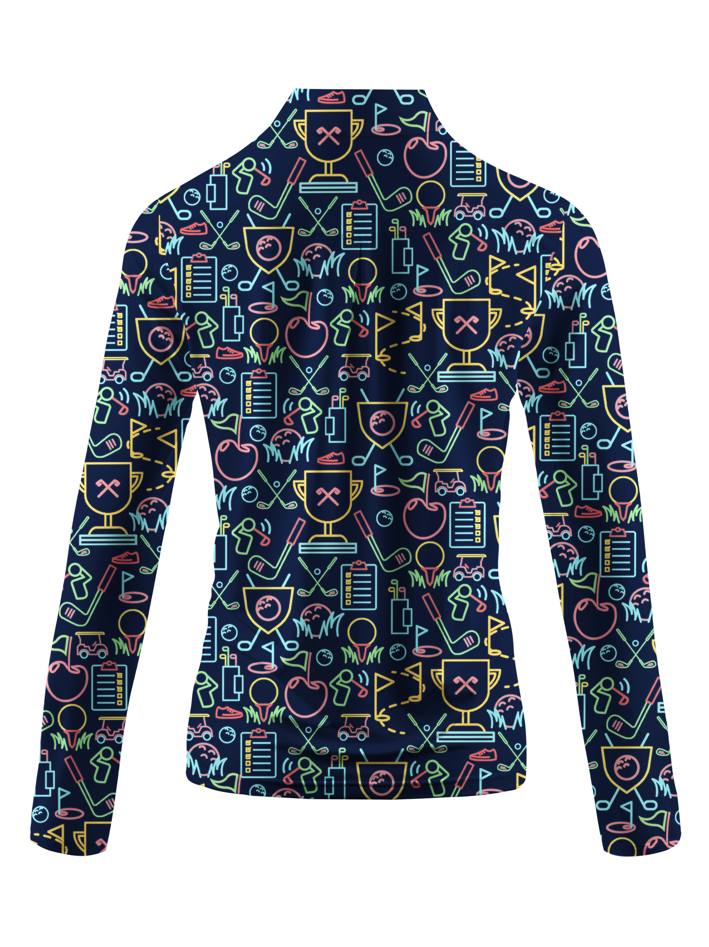 Cherryswing Women's Classic Golf Symbols Long Sleeve Golf Shirt