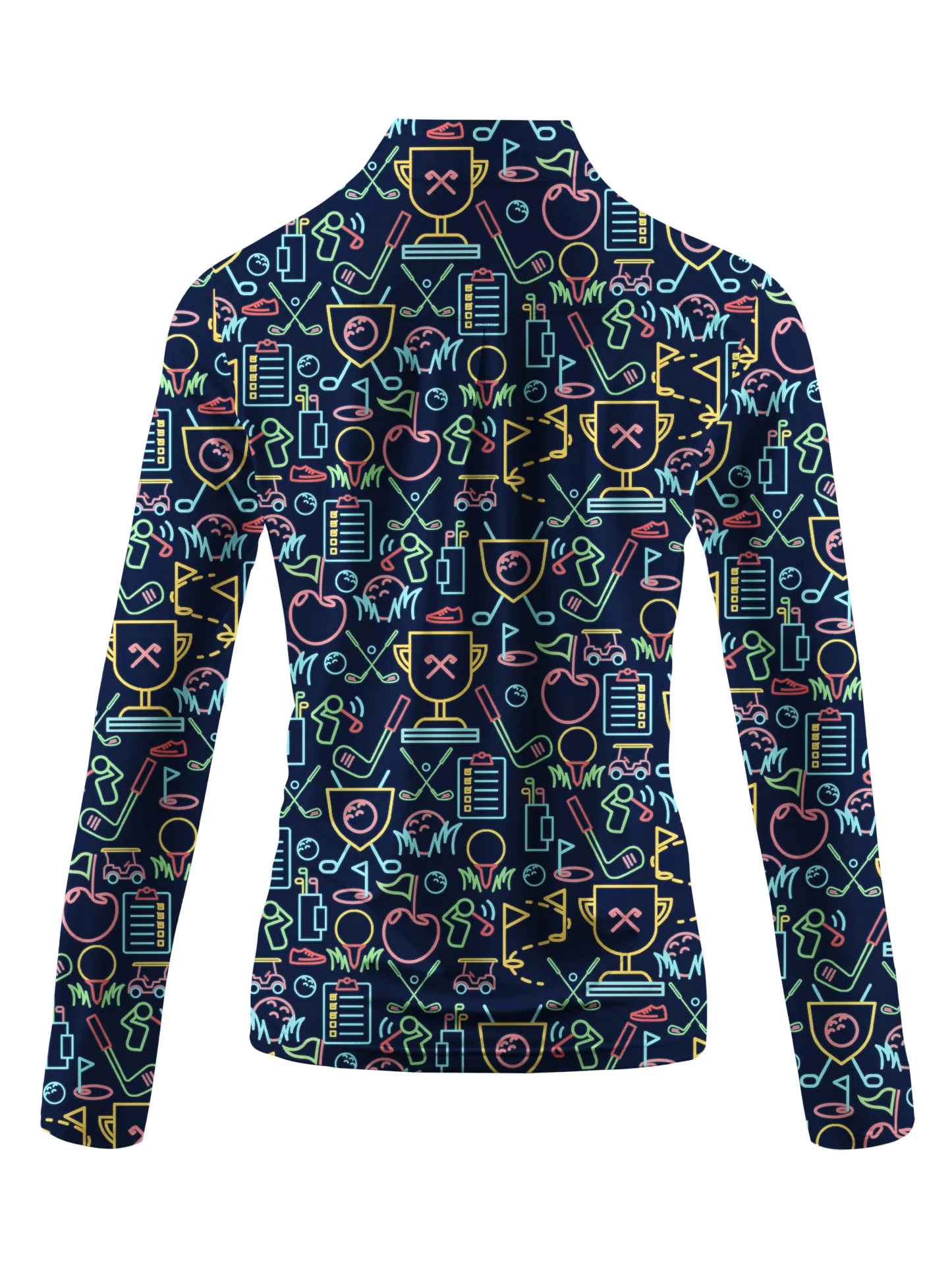 Cherryswing Women's Classic Golf Symbols Long Sleeve Golf Shirt