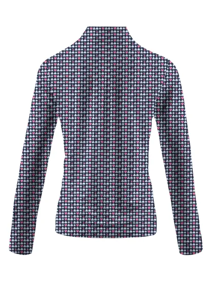Cherryswing Women's Poker Print Long Sleeve Golf Shirt
