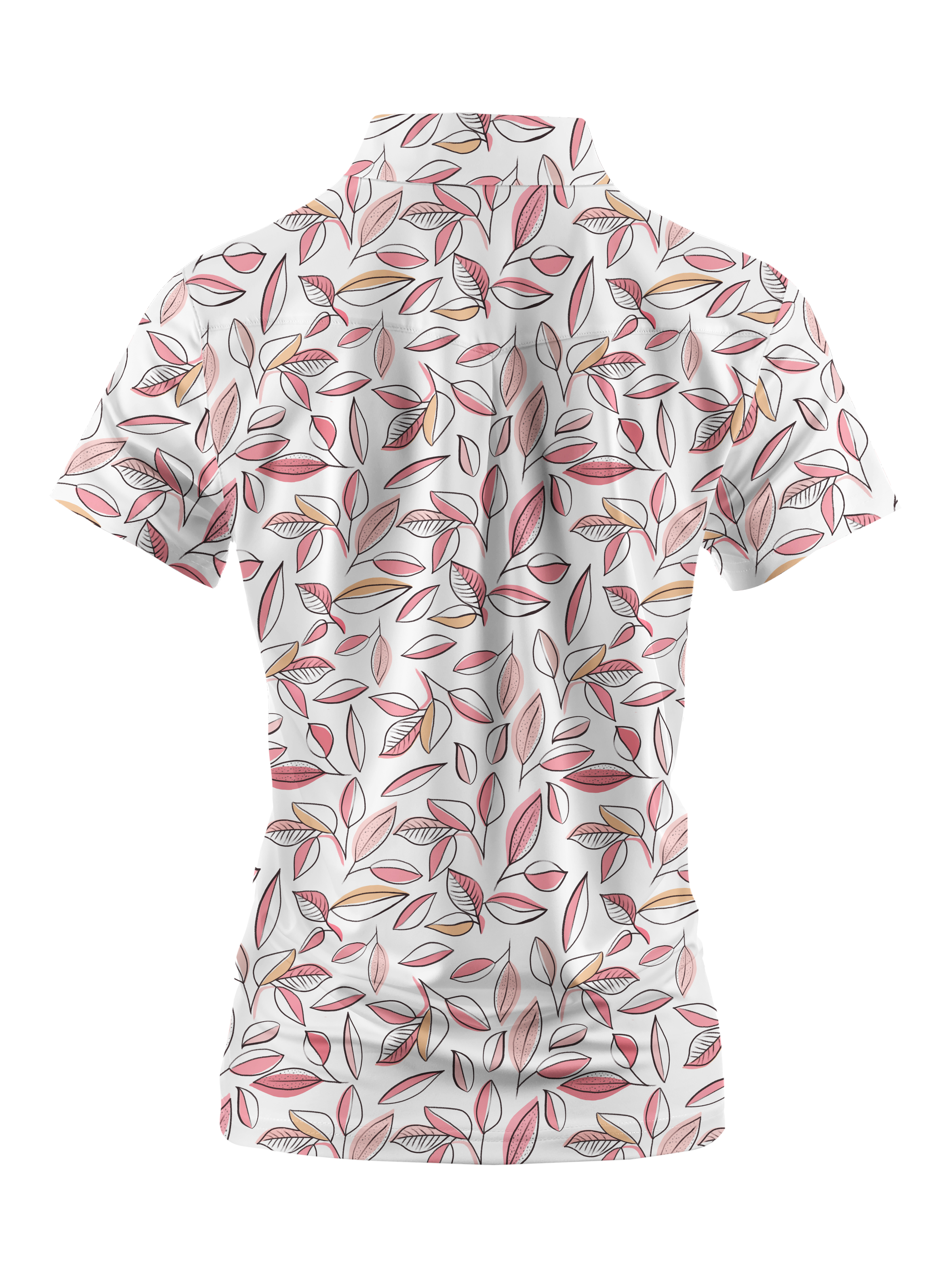 Cherryswing Women's Autumn Leaves Short Sleeve Golf Shirt