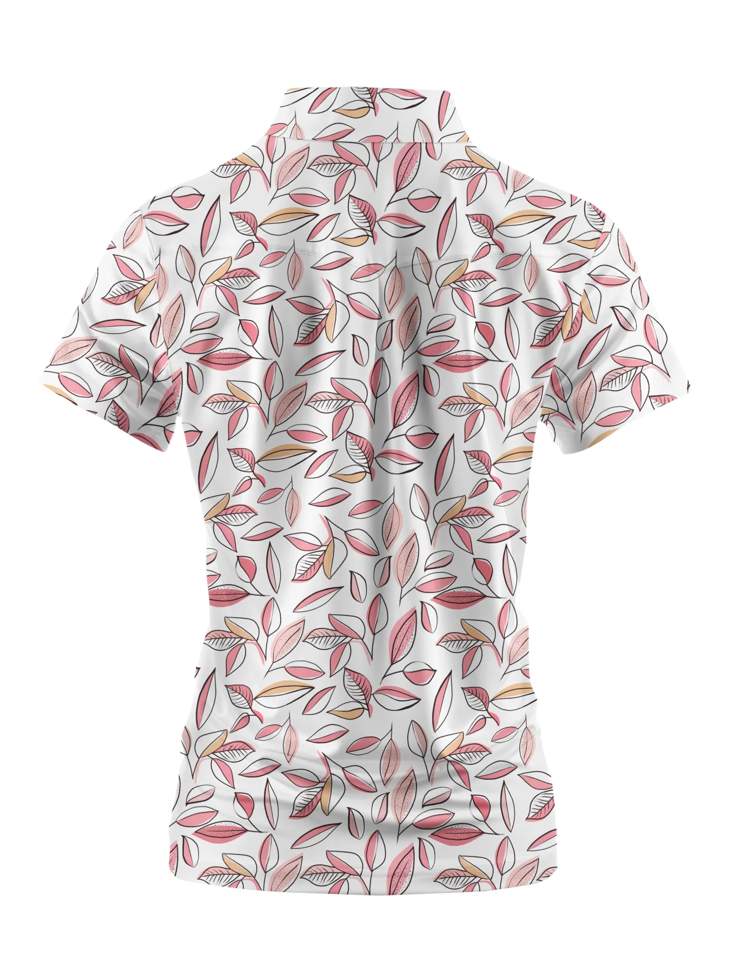 Cherryswing Women's Autumn Leaves Short Sleeve Golf Shirt