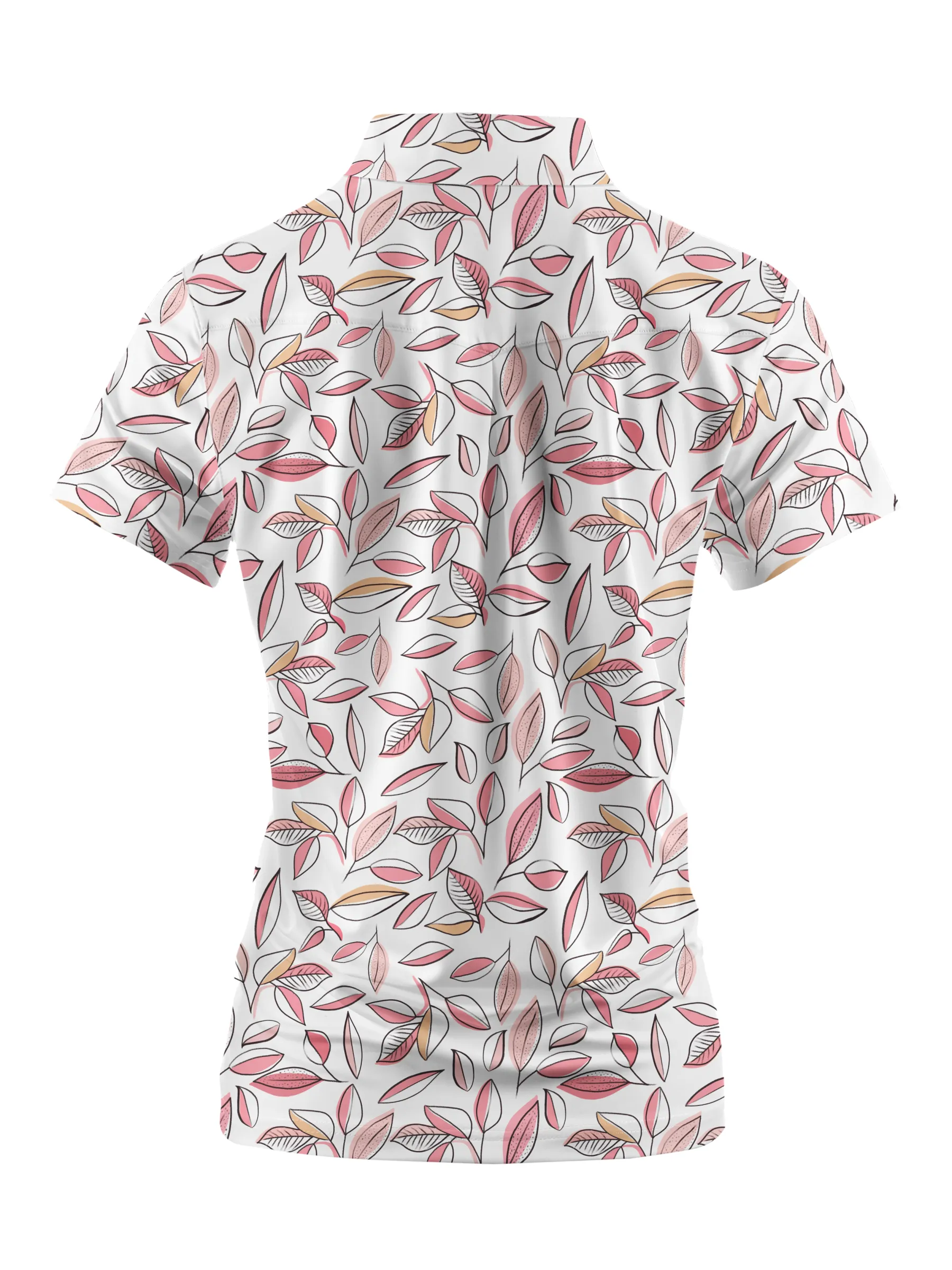 Cherryswing Women's Autumn Leaves Short Sleeve Golf Shirt