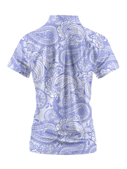 Cherryswing Women's Cashew Flower Golf Short Sleeve Polo Shirt